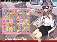 My boss teases me with her massive tits in this hentai game