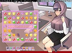 My boss teases me with her massive tits in this hentai game