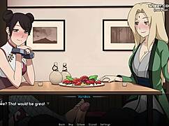 Hey, Tsunade and Tenten give handjobs in a public restaurant scene!