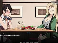 Hey, Tsunade and Tenten give handjobs in a public restaurant scene!
