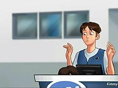 Manager's Daughter Sucks Monster Cock Sloppily Behind Desk