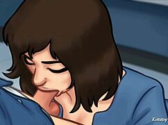 Manager's Daughter Sucks Monster Cock Sloppily Behind Desk