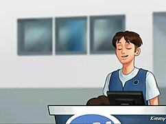 Manager's Daughter Sucks Monster Cock Sloppily Behind Desk