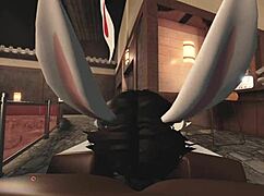 Bunny rides hard in wild cartoon POV with big ass action