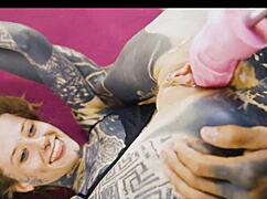 Tattoed goth couple engages in intense hard fucking with anal play and sloppy blowjob.