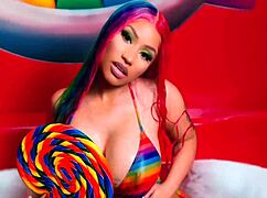 Nicki Minaj Shows Off Big Tits in Action