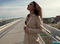 public agent super sexy brunette shows off her tits and ass and suck and fucks