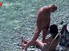 Beach voyeur catches slut wife getting pounded in public.