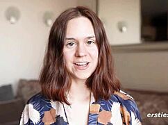 anca explores her shaved pussy with a dildo in an intimate solo session