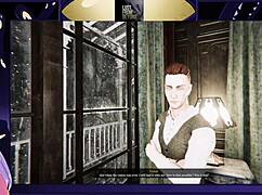 Bodybuilder brunette with big tits in game