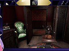 Bodybuilder brunette with big tits in game