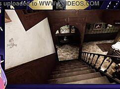 Bodybuilder brunette with big tits in game