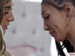 hey, that teen brunette gets her pussy licked by a frat mate!