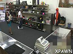 Horny Couple Has Rough Sex and Ball Licking in Shop