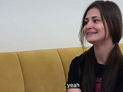 Teen girl practices sucking skills