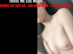 asian vietnamese student strips and shows her body beside the bed