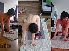 Specific triple cam view of my naked workout in the gym