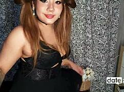 Asian Babe Stimulates Wet Pussy with Paintbrush and Fingers Close Up