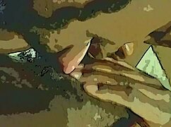 Sensualizing and sucking cock.