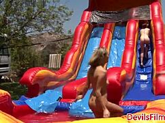 Hey, Watch These Lesbians Lick Pussy Outdoors in Wild Group Fun!