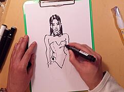 quick sketch of a hot sexy girl in latex with markers