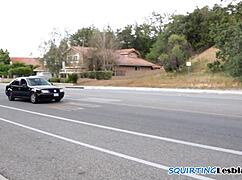 Lesbian milf scissors gently with stepteen 18+, their big tits erotic face sitting squirting in babe couple action