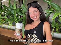 Crazy Cumwalk at Starbucks After a Public Toilet Blowjob with Sperm Coffee