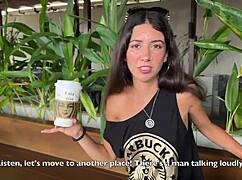 Crazy Cumwalk at Starbucks After a Public Toilet Blowjob with Sperm Coffee