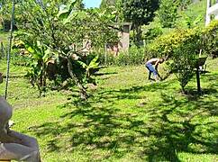 Hey, boss lady at the farm screws a worker fresh outta the pool naked!