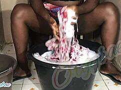 Housewife Strips for Weekend Laundry in Steamy Homemade Clip