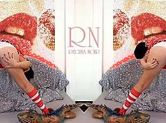 Schoolgirl in sexy uniform dances, strips panties, plays with big iguana toy Regina