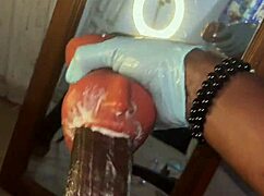 Stocking and deep throating my sextoy like a slave till it gets nasty