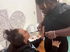 isa lawrence's shemale cock hardens as she takes the machine's prick