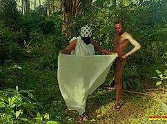 outdoor porn fucking naughty ex girlfriend in the bush, muff diving and licking