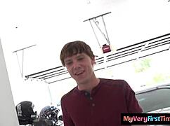 Awkward whore lets stepbrother fuck her tight pussy on camera