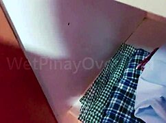 little ebony slut bends over, moaning loud while getting drilled doggy style