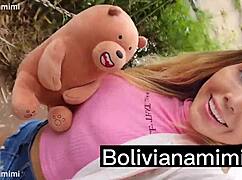 Without panties at the waterfall, I found a guy and sucked his dick in public outdoor blowjob with latina bolivianamimi