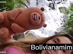 Without panties at the waterfall, I found a guy and sucked his dick in public outdoor blowjob with latina bolivianamimi