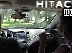 Rina Arems Masturbates With Hitachi Wand In Car