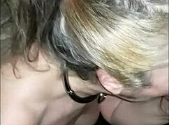 Slave woman in gloryhole orgy with blowjob and handjob