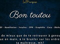 French Femdom Gives Jerk Off Instructions To Humiliate Old Cuckold