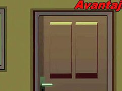 in the cabin, the big-assed gay cartoon character relaxes