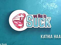 Cum Splattered Glasses After Kitchen Handjob and Blowjob