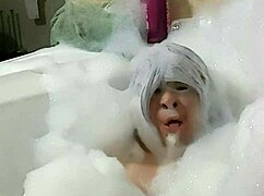 cyno in cosplay costume indulges in solo bubble bath fun part three