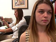 instead of working, rilynn rae and anastasia rose get into taboo lesbian sex in the office 😏