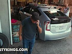 august skye pulls into a garage and spots the hot mechanic waiting there