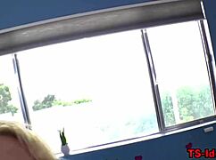 Hooters Shemale Bangs Hard in Lingerie