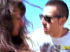 French brunette enjoys outdoor anal with cumshot