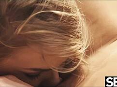 Sexy blonde lesbians suck big tits to wild orgasms