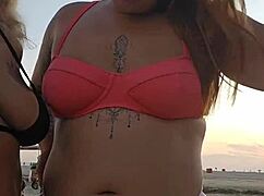 African mature milf flashing big ass, hunting virgin guy on beach for raw pounding